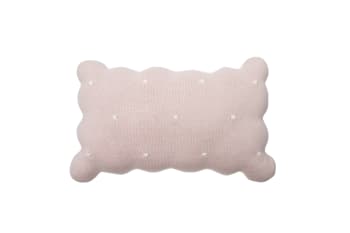 BISCUIT - Coussin rond biscuit de coton rose 25x35