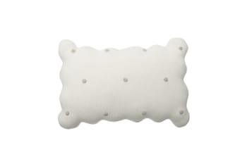 BISCUIT - Cuscino rotondo biscotto in cotone bianco 25x35