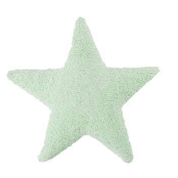 STAR - Coussin étoile en coton vert 54x54