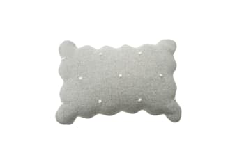 BISCUIT - Cojin redonda galleta algodón gris 25x35