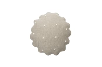 BISCUIT - Cojín galleta algodón beige 25x25