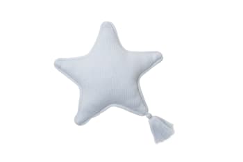 STARS - Coussin étoile en coton doux bleu 25x25