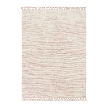 Pink nose sheep - Tapis lavable en laine rose 120 x 170