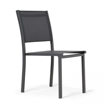 Nice - Chaise de jardin aluminium et textilène gris