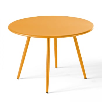 Palavas - Table basse de jardin ronde en métal jaune 50 cm
