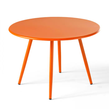 Palavas - Table basse de jardin ronde en métal orange 50 cm