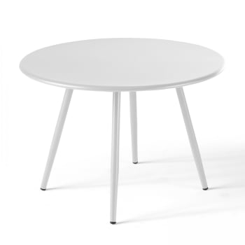 Palavas - Table basse de jardin ronde en métal blanc 50 cm