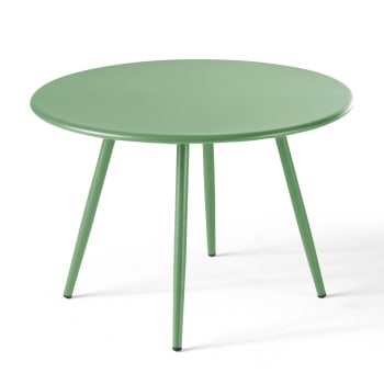 Palavas - Table basse de jardin ronde en métal vert cactus 50 cm