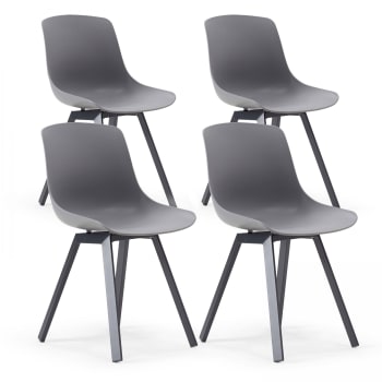 Samoa - Set di 4 sedie scandinave in alluminio grigio