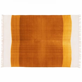 Duna - Tapis rectangulaire en laine tissé à plat jaune/ orange 120 x 170 cm