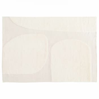 Felipe - Tapis rectangulaire en laine à motif tissé main blanc 160 x 230 cm