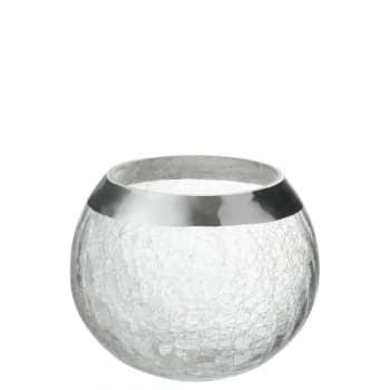 Portavelas bola agrietada cristal transparente/plata alt. 12