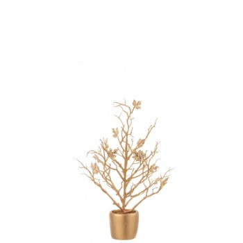 Árbol desnudo en maceta de plástico dorado de 15x15x44.5 cm