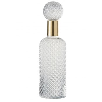Botella + tapón decorativo relieve cristal transparente Alt. 37 cm