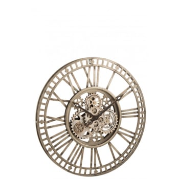 Reloj redondo de metal gris de 60x7x60 cm