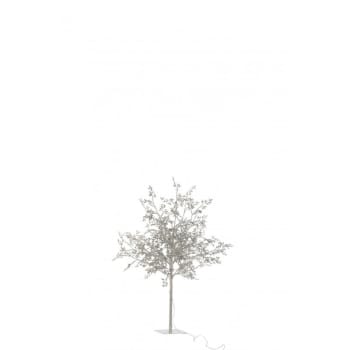 árbol hojas purpurina+led metal plata metal Alt. 100 cm