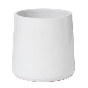 CÉRAMIQUE - Cache pot en céramique blanc 26x26x25 cm