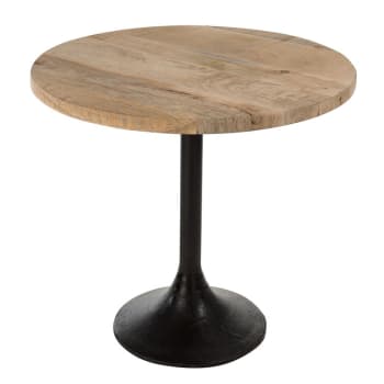 Table ronde en bois et métal naturel 65x65x60 cm