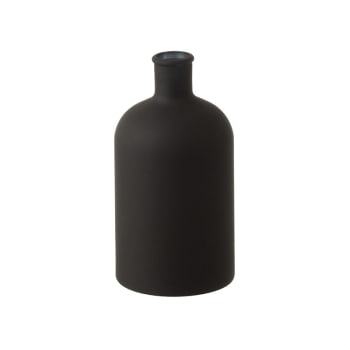 Jarrón botella cristal mate negro alt. 22 cm