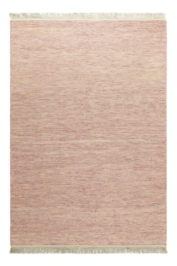 Amelie - Tappeto intessuto a mano in lana beige e rosso 160x230