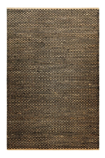 Montpellier - Tapis tissé main en laine et jute noir et naturel avec motif 130x190