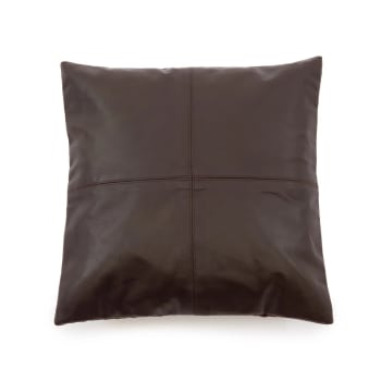 LEATHER - Coussin en cuir marron 40x40