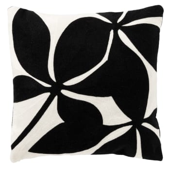 Housse de selle motifs fleuris noire