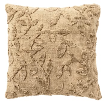 Housse de coussin beige en coton-45x45 cm avec motif fleuri