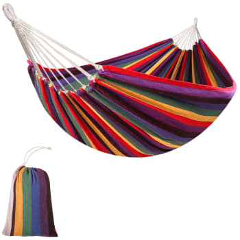 Toile de hamac avec sac transport coton polyester multicolore