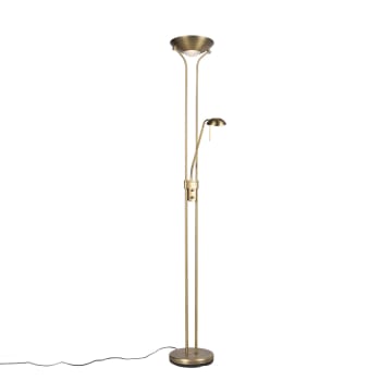 Qazqa diva - LED Dimmerabile Lampada da terra uplighter dimmer incluso Moderno - 1 luce - 254 mm - Bronzo - Moderno - Soggiorno I Camera da letto I Sala da Pranzo I Cucina