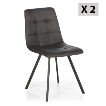 MILA - Set de 2 sillas comedor tapizadas en tela gris oscuro