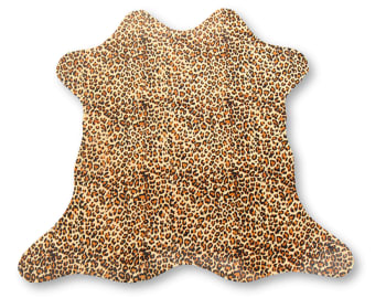 LIVING ROOM RUGS - Tapis en peau de vache zoo bébé léopard sauvage sur beige 85x80