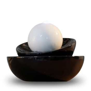 ZEN FLOW - Fontana da interno in ceramica bianca e nera - H18