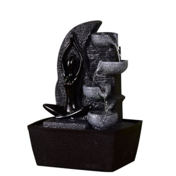 YAMA - Zen-Zimmerbrunnen mit Led-Beleuchtung aus Kunstharz - H25cm