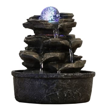 LITTLE ROCK - Zimmerbrunnen Natur aus Kunstharz mit Led-Beleuchtung - H23cm
