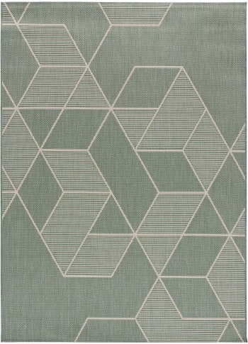 APRIL - Outdoor-Teppich mit geometrischem Design in Aqua, 80X150 cm