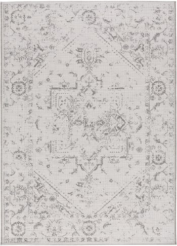 BALLIK - Tappeto per esterni di ispirazione vintage in grigio, 155X230 cm