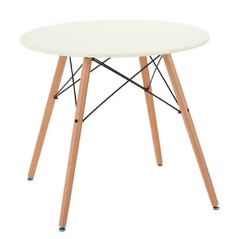 Table de salle à manger ronde au style scandinave blanc et bois