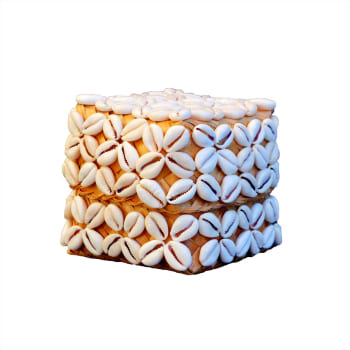 FLEUR - Boîte en bambou et coquillages, beige 12 x 10 cm