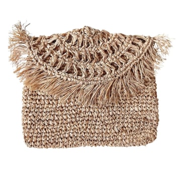 Sac bandoulière en raphia avec anse en cuir, beige BONA | Maisons du Monde