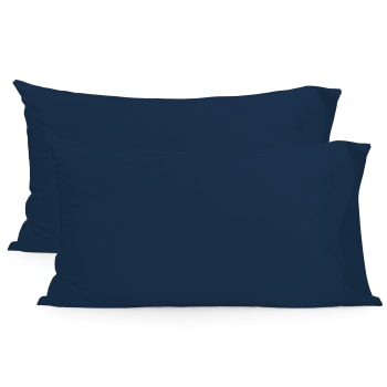 Basic - Funda de almohada 100% Algodón Azul marino 50x75 (x2) [Cama 150/160]