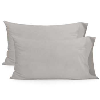 Basic - Funda de almohada 100% algodón gris 50x75 cm (x2) (cama 150/160)