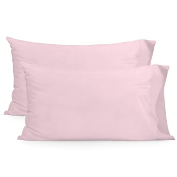 Basic - Funda de almohada 100% algodón rosa palo 50x75 cm (x2) (cama 150/160)