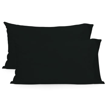 Basic - Funda de almohada 100% algodón negro 50x75 cm (x2) (cama 150/160)