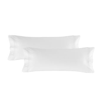 Basic - Funda de almohada 100% algodón blanco 45x110 cm (x2) (cama 180/200)