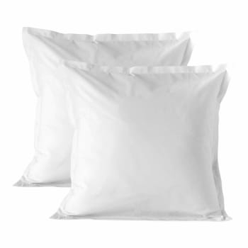 Basic - Funda de almohada 100% algodón blanco 60x60 cm (x2)