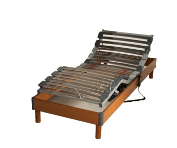 Relax som flexible merisier - Lit electrique tous lattes bois merisier 90x190