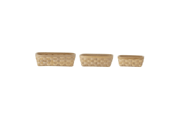 Wilja - Set di 3 cestini per pane in legno di abete beige