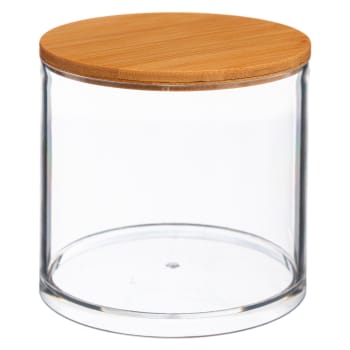 Boîte cotons transparent et bambou - 9.7x9.7x9.6cm