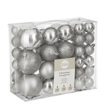 Bolas de navidad de plástico silver - lote de 46